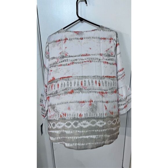 JM COLLECTION ORANGE TIE DYE BELL SLEEVE BLOUSE WOMENS SIZE 1X P1-295 - Picture 7 of 11